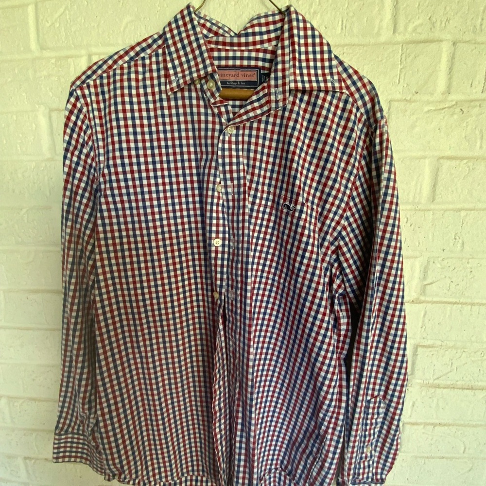 Vineyard Vines Slim Fit Tucker Red and Blue Checkered Shirt